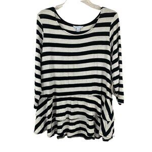 Boutique Women's Regal Black & White Stripe Top
